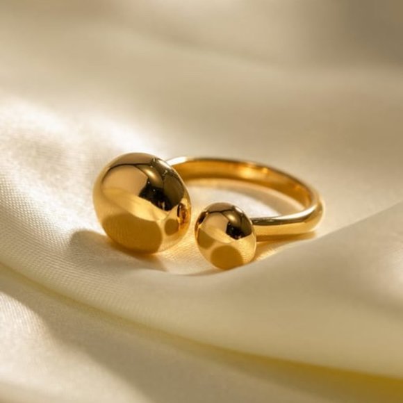 18k gold plated vintage style geometric adjustable ring NEW! - Picture 1 of 2